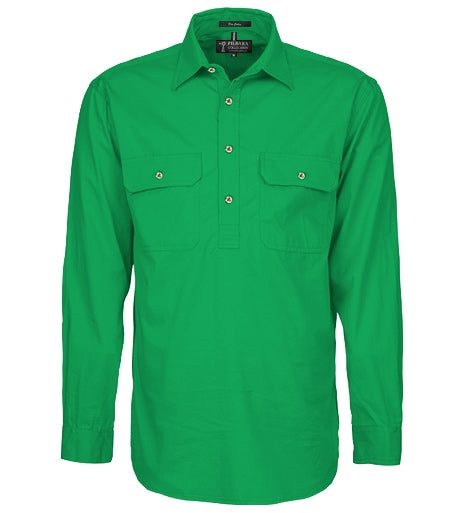 Ritemate Men's Pilbara Closed Front L/S Shirt - Kelly Green